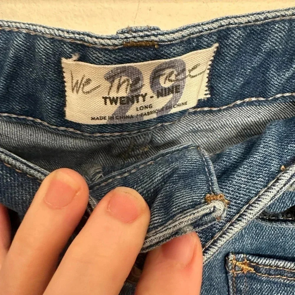 Free People High-Rise Button-Front Denim Shorts in Dark Blue - Picture 5 of 5